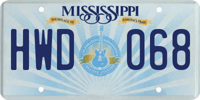 MS license plate HWD068
