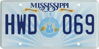 MS license plate HWD069