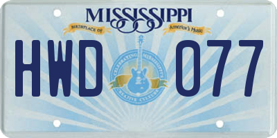 MS license plate HWD077
