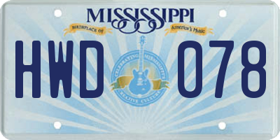 MS license plate HWD078