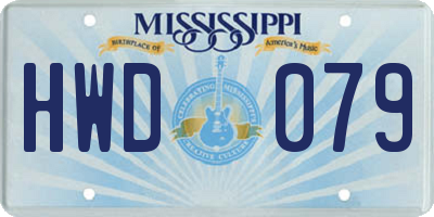 MS license plate HWD079