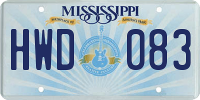 MS license plate HWD083