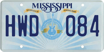 MS license plate HWD084