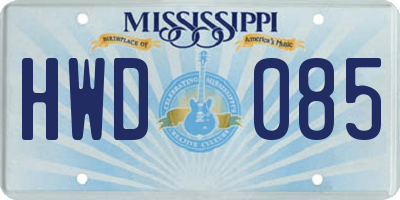 MS license plate HWD085