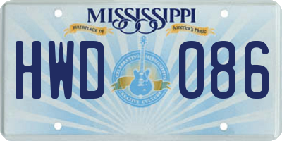 MS license plate HWD086