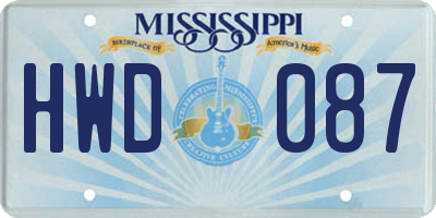 MS license plate HWD087