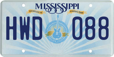 MS license plate HWD088