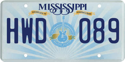 MS license plate HWD089