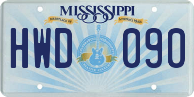 MS license plate HWD090