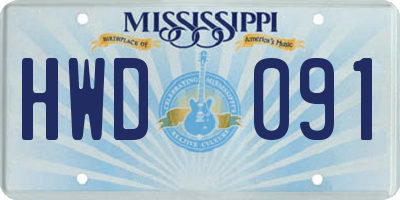 MS license plate HWD091