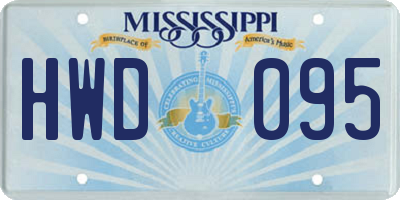 MS license plate HWD095
