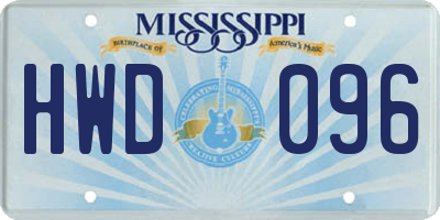 MS license plate HWD096
