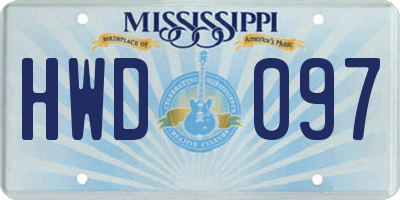MS license plate HWD097