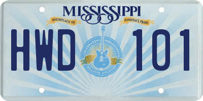 MS license plate HWD101