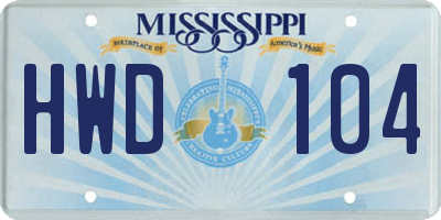 MS license plate HWD104