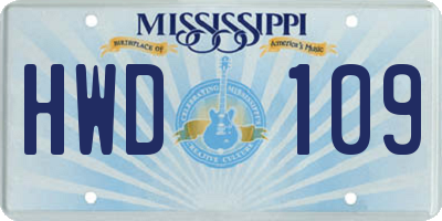 MS license plate HWD109