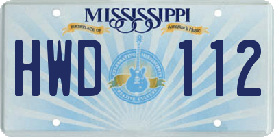 MS license plate HWD112