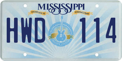 MS license plate HWD114