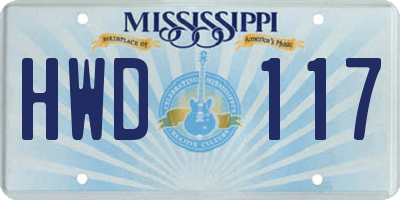 MS license plate HWD117