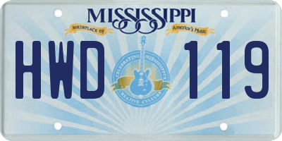 MS license plate HWD119