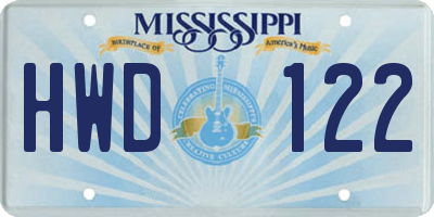 MS license plate HWD122