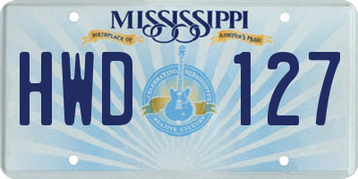MS license plate HWD127