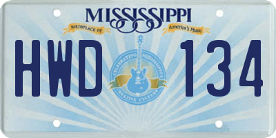 MS license plate HWD134