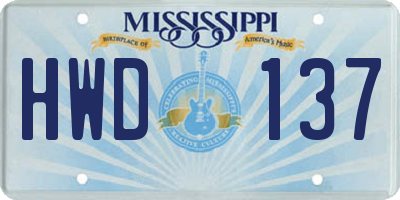 MS license plate HWD137