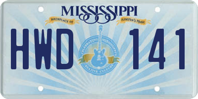 MS license plate HWD141