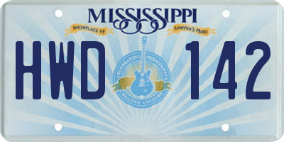 MS license plate HWD142