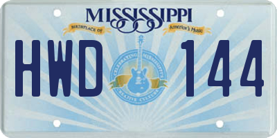 MS license plate HWD144