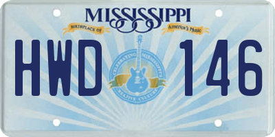 MS license plate HWD146