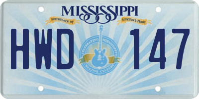 MS license plate HWD147