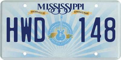 MS license plate HWD148