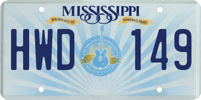 MS license plate HWD149