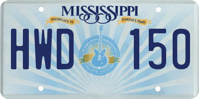 MS license plate HWD150