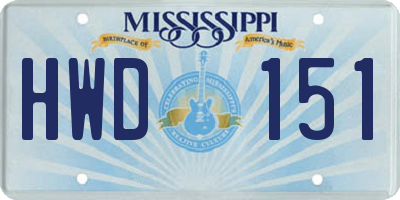MS license plate HWD151