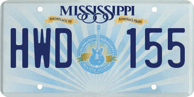 MS license plate HWD155