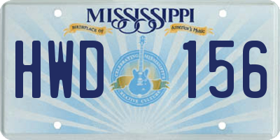 MS license plate HWD156