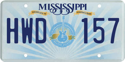 MS license plate HWD157