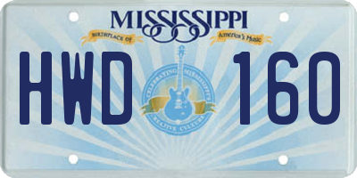 MS license plate HWD160