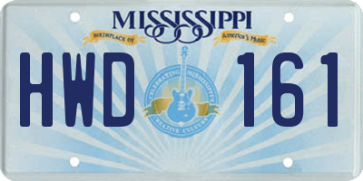 MS license plate HWD161