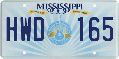 MS license plate HWD165