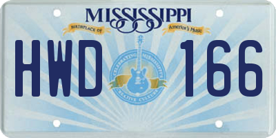 MS license plate HWD166