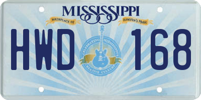 MS license plate HWD168