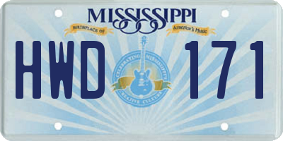 MS license plate HWD171