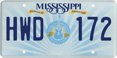 MS license plate HWD172