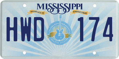 MS license plate HWD174