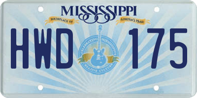 MS license plate HWD175