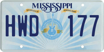 MS license plate HWD177
